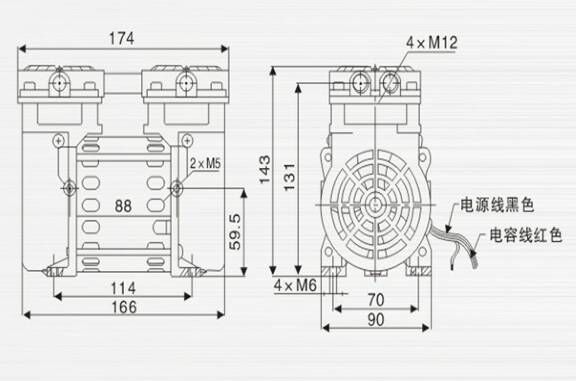 JP-40H包裝機耐腐蝕泵外觀尺寸圖