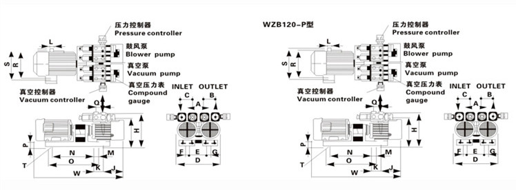 臺(tái)冠MLB80-P玻璃機(jī)無(wú)油真空泵外觀尺寸圖